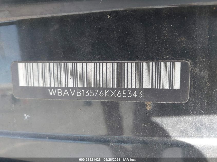 2006 BMW 325I VIN: WBAVB13576KX65343 Lot: 39521428