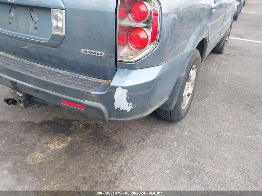 2006 Honda Pilot Ex VIN: 2HKYF18456H534184 Lot: 39521979