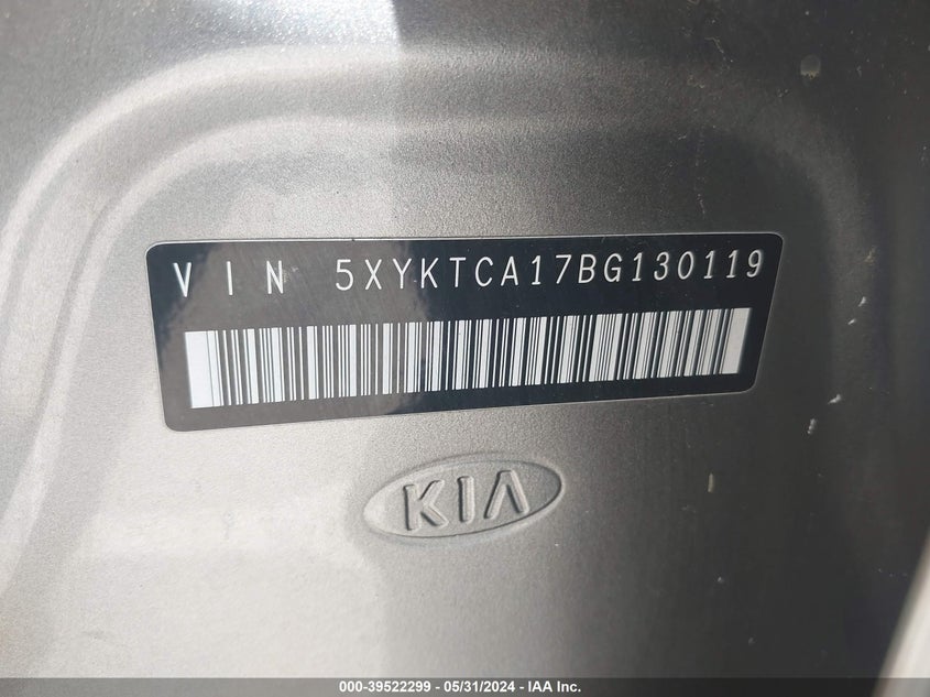 2011 Kia Sorento Lx VIN: 5XYKTCA17BG130119 Lot: 39522299