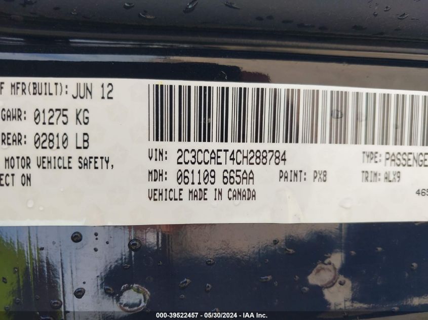 2C3CCAET4CH288784 2012 Chrysler 300C