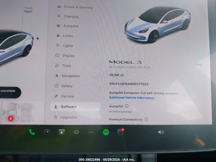 2021 Tesla Model 3 Standard Range Plus Rear-Wheel Drive VIN: 5YJ3E1EA8MF077003 Lot: 39522496