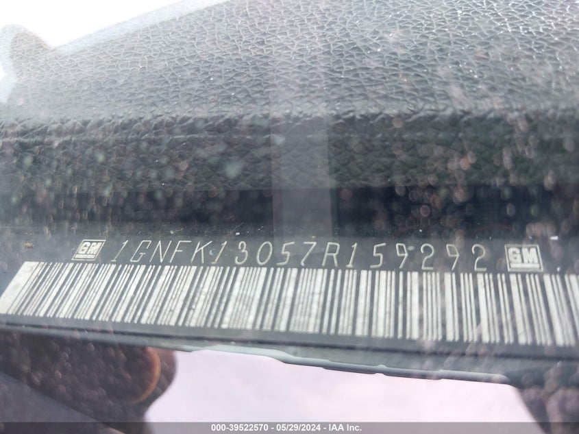 2007 Chevrolet Tahoe Lt VIN: 1GNFK13057R159292 Lot: 39522570