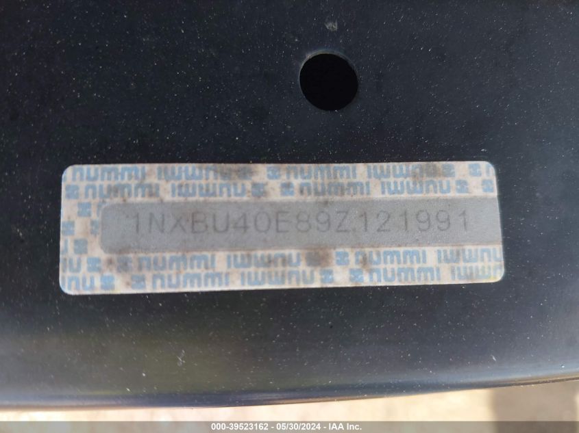 2009 Toyota Corolla VIN: 1NXBU40E89Z121991 Lot: 39523162