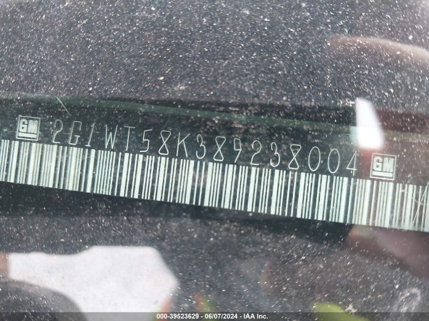 2008 Chevrolet Impala Lt VIN: 2G1WT58K389238004 Lot: 39523629
