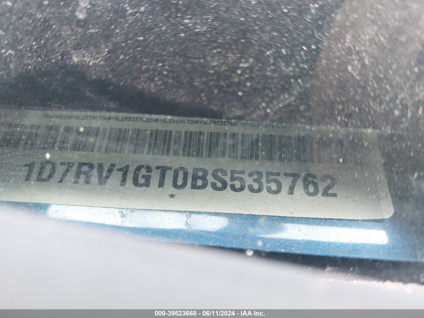 2011 Ram Ram 1500 St VIN: 1D7RV1GT0BS535762 Lot: 39523668