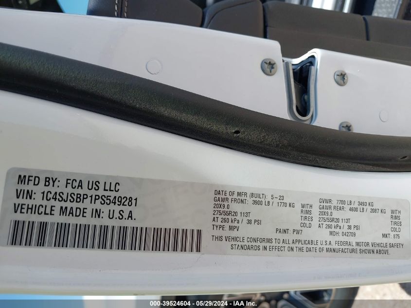 2023 JEEP WAGONEER L SERIES II 4X4 - 1C4SJSBP1PS549281