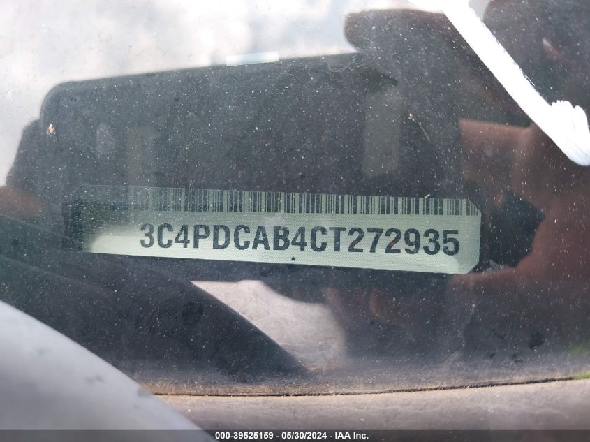 2012 Dodge Journey Se/Avp VIN: 3C4PDCAB4CT272935 Lot: 39525159