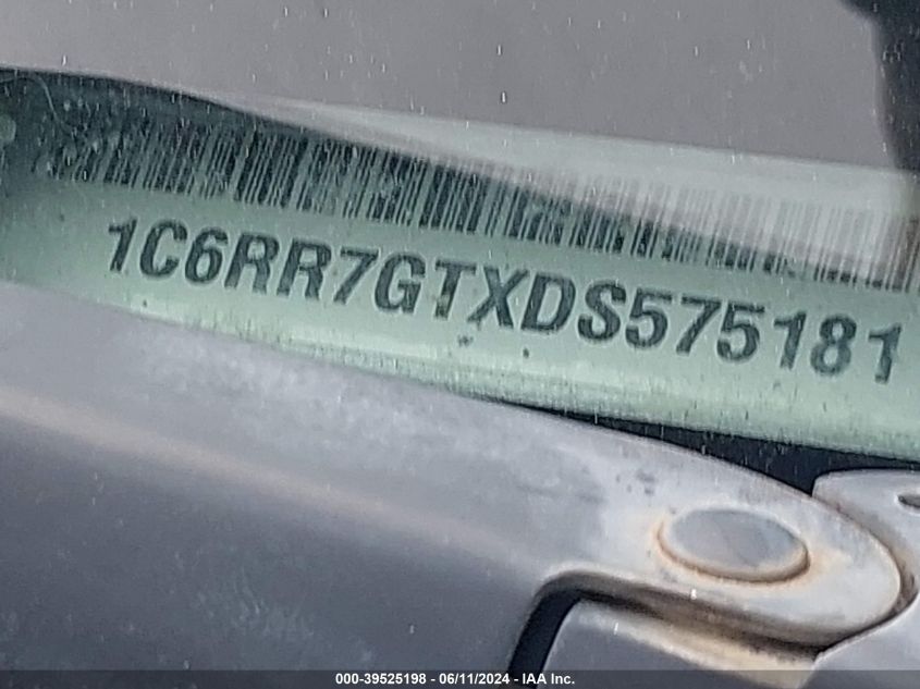 2013 Ram 1500 Big Horn VIN: 1C6RR7GTXDS575181 Lot: 39525198