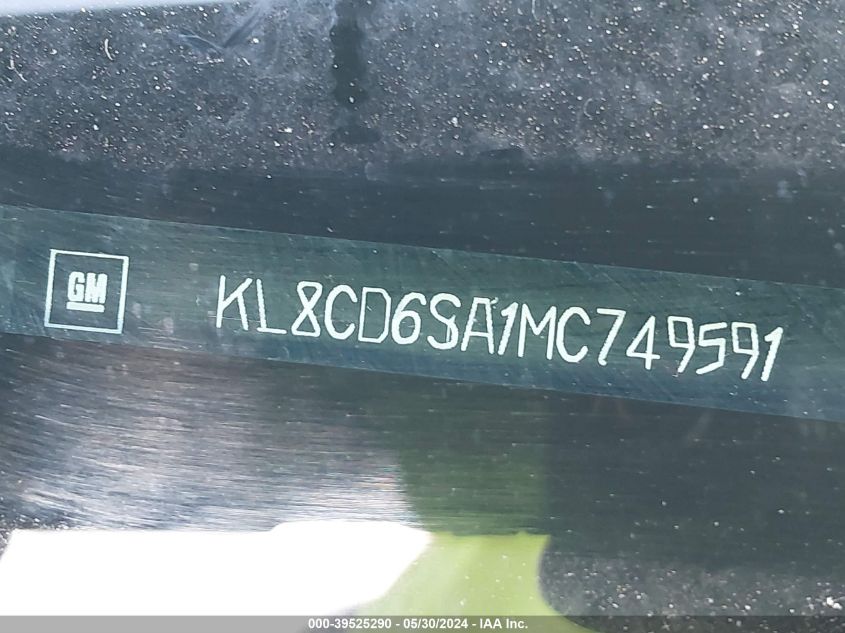 2021 Chevrolet Spark Fwd 1Lt Automatic VIN: KL8CD6SA1MC749591 Lot: 39525290