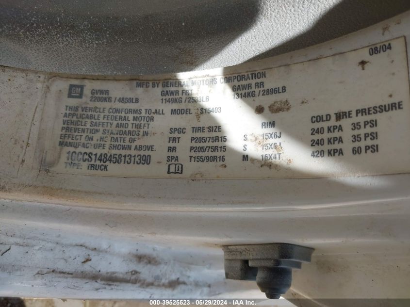 2005 Chevrolet Colorado Fleet VIN: 1GCCS148458131390 Lot: 39525523