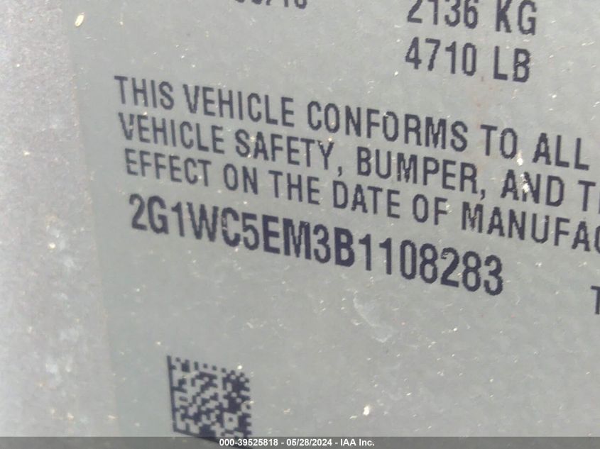 2011 Chevrolet Impala Ltz VIN: 2G1WC5EM3B1108283 Lot: 39525818