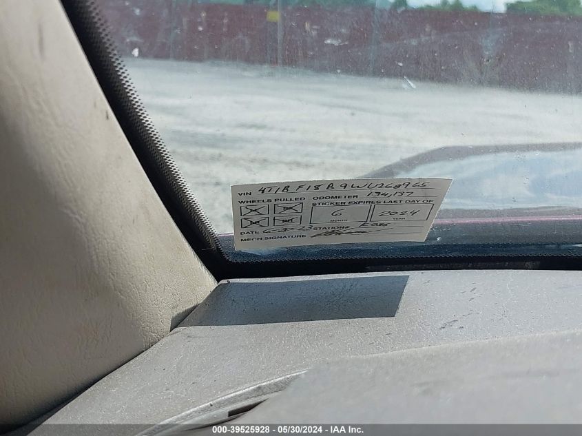 1998 Toyota Avalon Xl VIN: 4T1BF18B9WU268965 Lot: 39525928