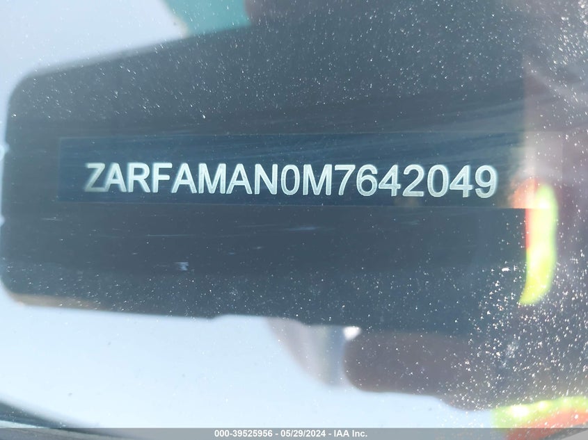 VIN ZARFAMAN0M7642049 2021 ALFA ROMEO GIULIA SPORT