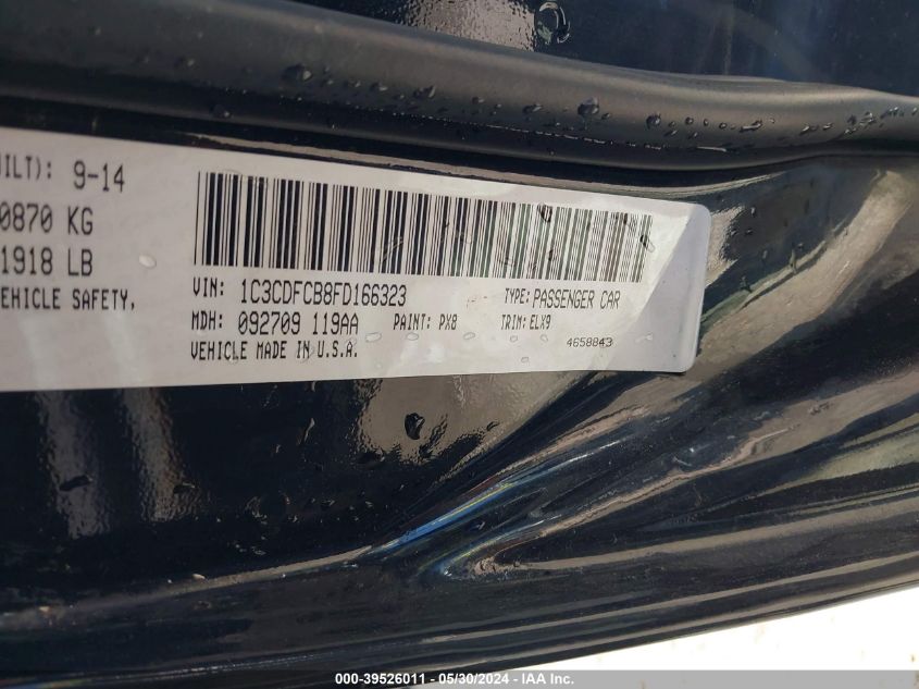 2015 Dodge Dart Limited VIN: 1C3CDFCB8FD166323 Lot: 39526011