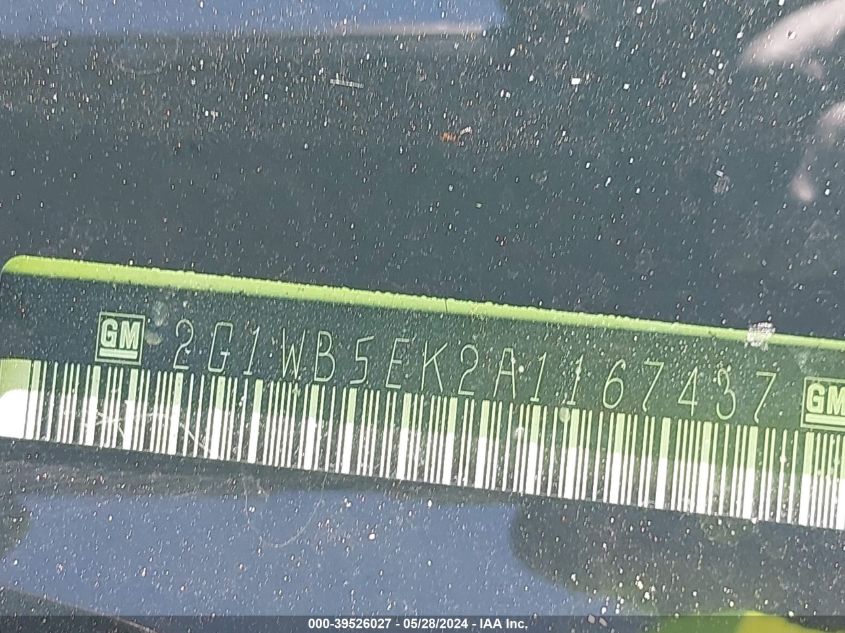 2010 Chevrolet Impala Lt VIN: 2G1WB5EK2A1167437 Lot: 39526027