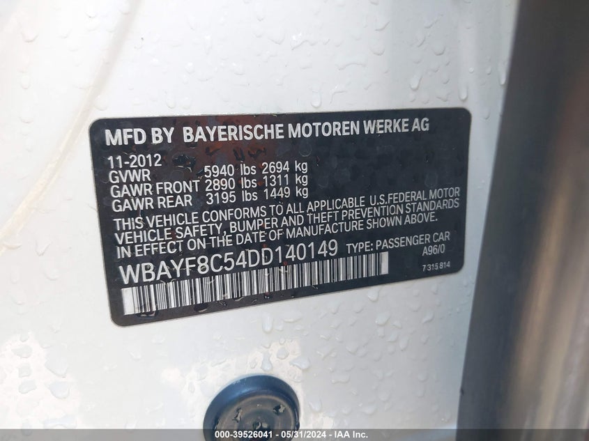 2013 BMW 750LI XDRIVE - WBAYF8C54DD140149