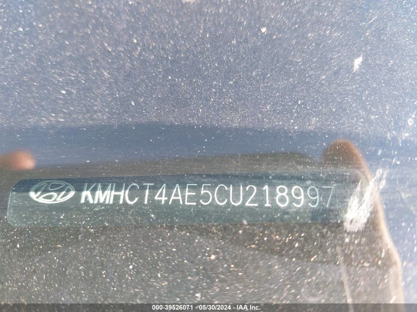 2012 Hyundai Accent Gls VIN: KMHCT4AE5CU218997 Lot: 39526071