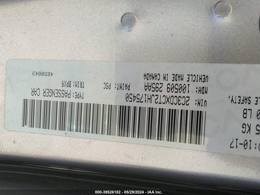 2018 Dodge Charger R/T Rwd VIN: 2C3CDXCT2JH175450 Lot: 39526182