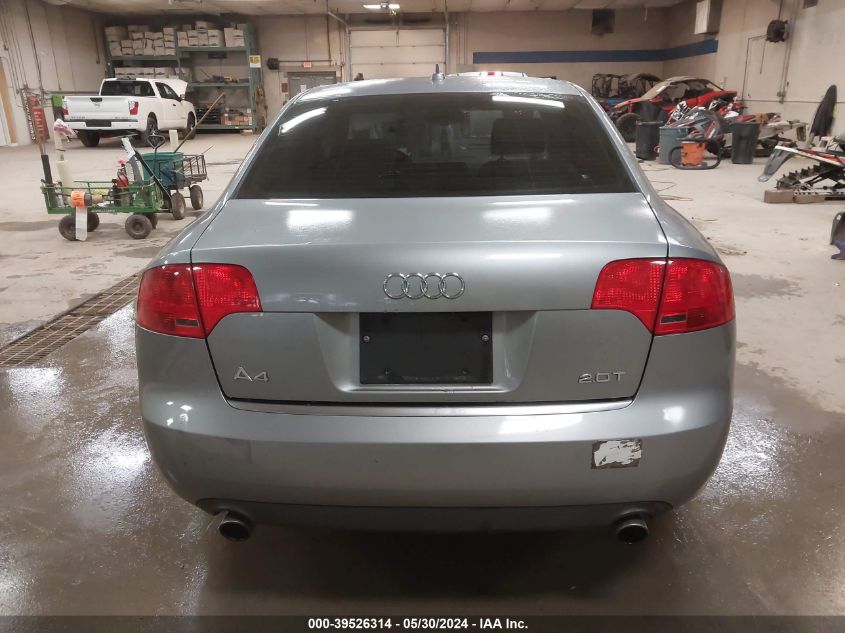 2007 Audi A4 2.0T VIN: WAUDF78E07A098974 Lot: 39526314