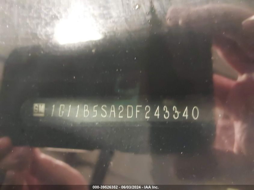 2013 Chevrolet Malibu 1Ls VIN: 1G11B5SA2DF243340 Lot: 39526352