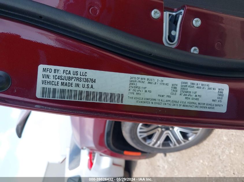 2024 Jeep Wagoneer Series Ii 4X2 VIN: 1C4SJUBP7RS136764 Lot: 39526432