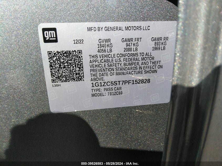 2023 CHEVROLET MALIBU FWD 1FL - 1G1ZC5ST7PF152828