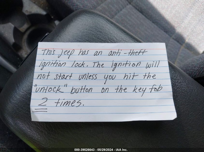 2001 Jeep Cherokee Sport VIN: 1J4FF48S51L579745 Lot: 39526643