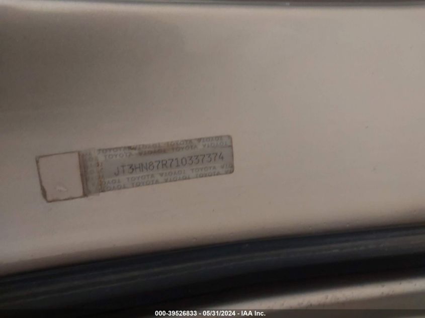 2001 Toyota 4Runner Limited V6 VIN: JT3HN87R710337374 Lot: 39526833