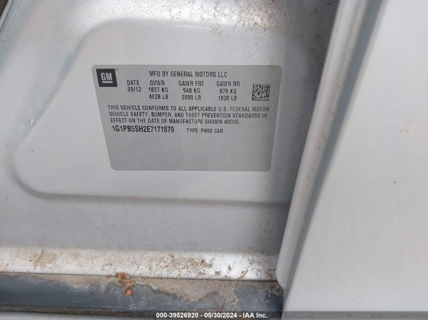2014 Chevrolet Cruze Ls Manual VIN: 1G1PB5SH2E7171879 Lot: 39526920