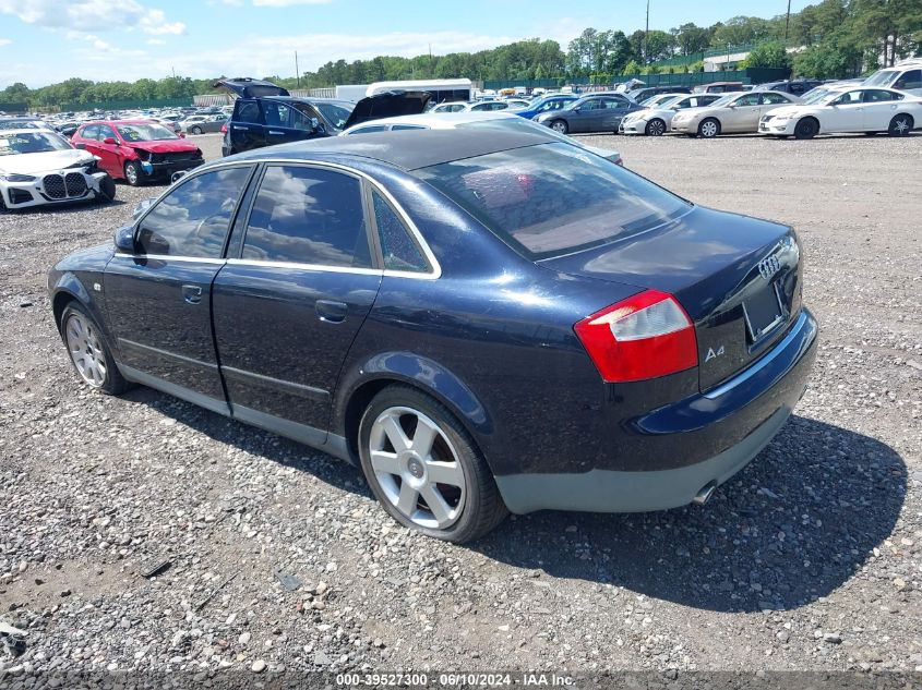 2003 Audi A4 3.0 VIN: WAULT68E63A225512 Lot: 39527300