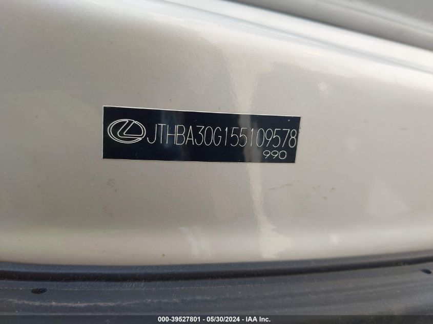 2005 Lexus Es 330 VIN: JTHBA30G155109578 Lot: 39527801