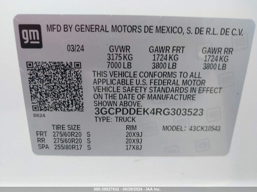 2024 CHEVROLET SILVERADO 1500 4WD  SHORT BED LT - 3GCPDDEK4RG303523