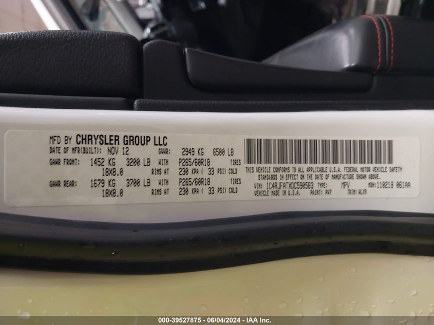 2013 Jeep Grand Cherokee Laredo Trailhawk VIN: 1C4RJFATXDC590583 Lot: 39527875