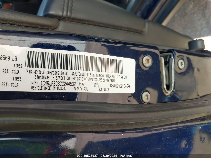 2012 Jeep Grand Cherokee Limited VIN: 1C4RJFBG6CC244532 Lot: 39527927