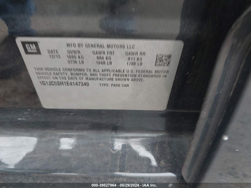 2014 Chevrolet Sonic Lt Auto VIN: 1G1JC5SH1E4147349 Lot: 39527964