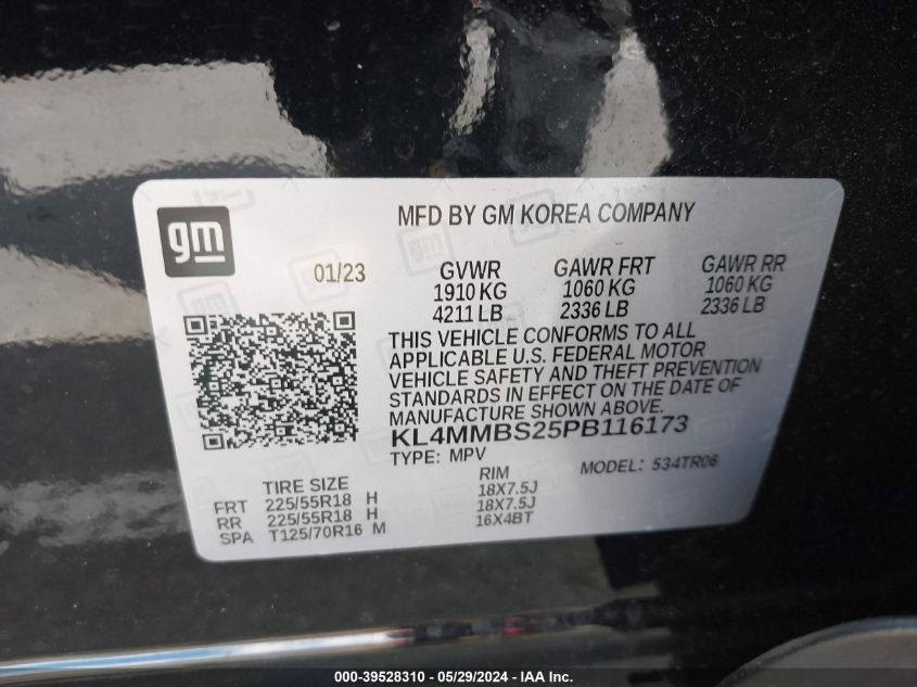 2023 Buick Encore Gx Preferred Fwd VIN: KL4MMBS25PB116173 Lot: 39528310