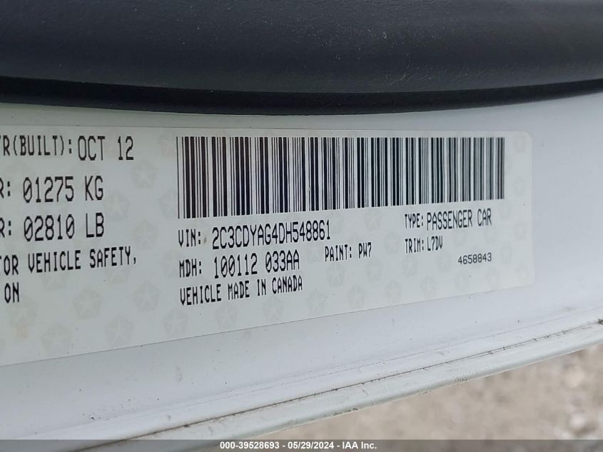 2013 Dodge Challenger Sxt VIN: 2C3CDYAG4DH548861 Lot: 39528693