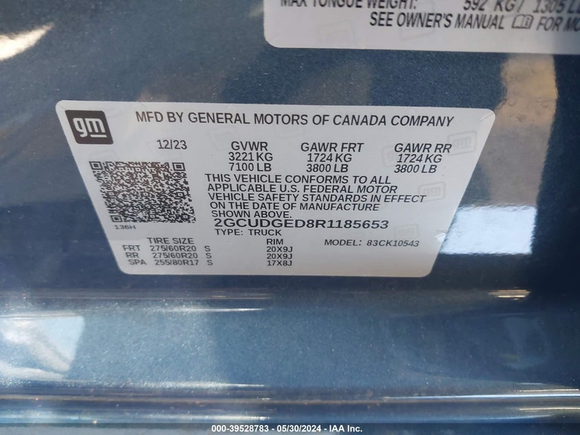 2024 CHEVROLET SILVERADO 1500 4WD  SHORT BED LTZ - 2GCUDGED8R1185653