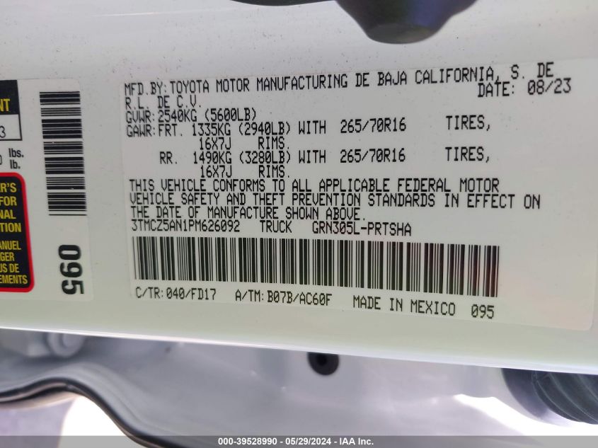 2023 TOYOTA TACOMA TRD OFF ROAD - 3TMCZ5AN1PM626092