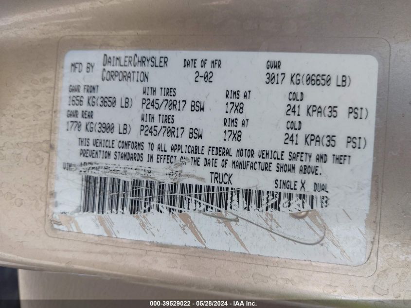 2003 Dodge Ram 1500 Slt/Laramie/St VIN: 1D7HA18D03S336100 Lot: 39529022