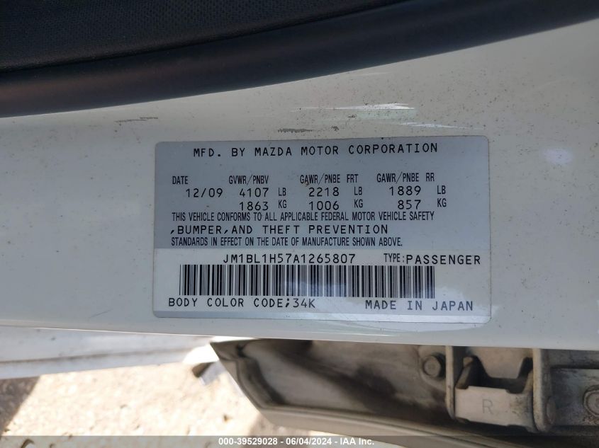 2010 Mazda Mazda3 S Sport VIN: JM1BL1H57A1265807 Lot: 39529028