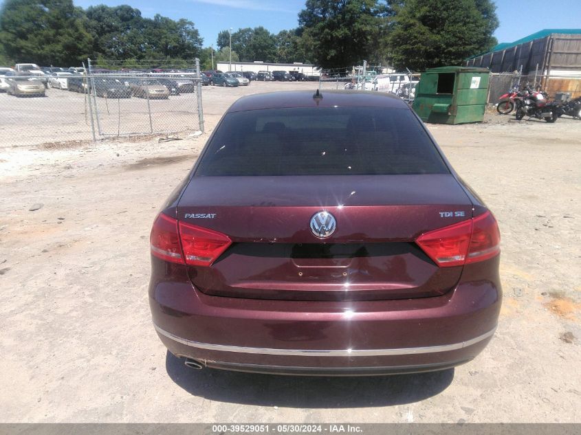 2013 Volkswagen Passat 2.0L Tdi Se VIN: 1VWBN7A31DC00123 Lot: 39529051