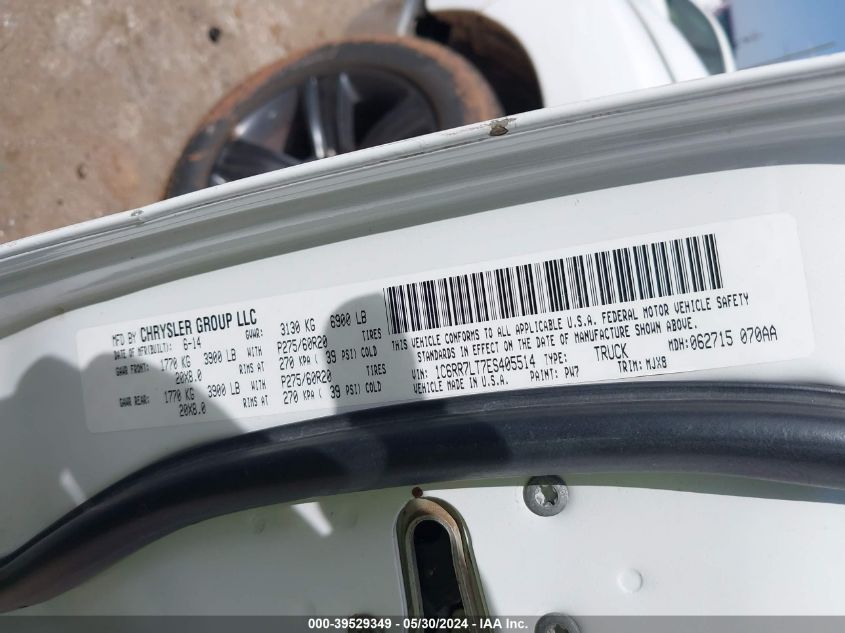 2014 Ram 1500 Lone Star VIN: 1C6RR7LT7ES405514 Lot: 39529349