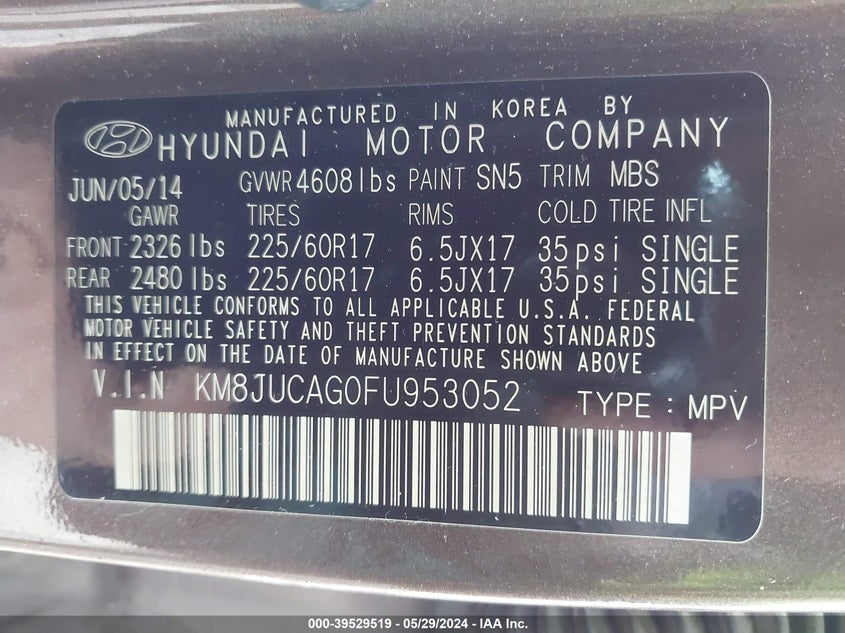 2015 HYUNDAI TUCSON SE - KM8JUCAG0FU953052