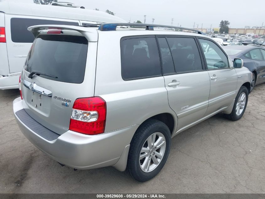 2006 Toyota Highlander Hybrid Limited V6 VIN: JTEEW21A760028521 Lot: 39529608