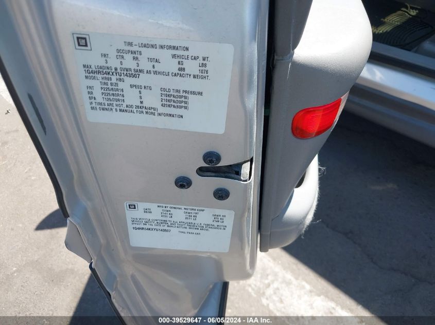 2000 Buick Lesabre Limited VIN: 1G4HR54KXYU143507 Lot: 39529647