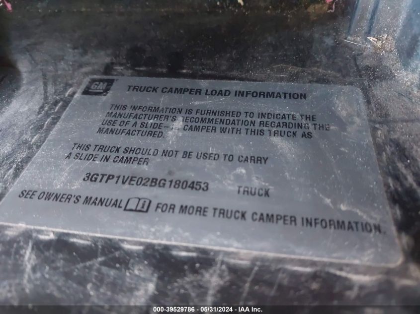 2011 GMC Sierra 1500 Sle VIN: 3GTP1VE02BG180453 Lot: 39529786