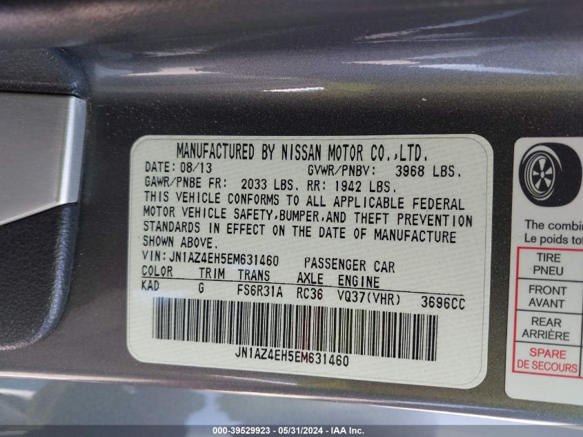 2014 Nissan 370Z Touring/Nismo VIN: JN1AZ4EH5EM631460 Lot: 39529923