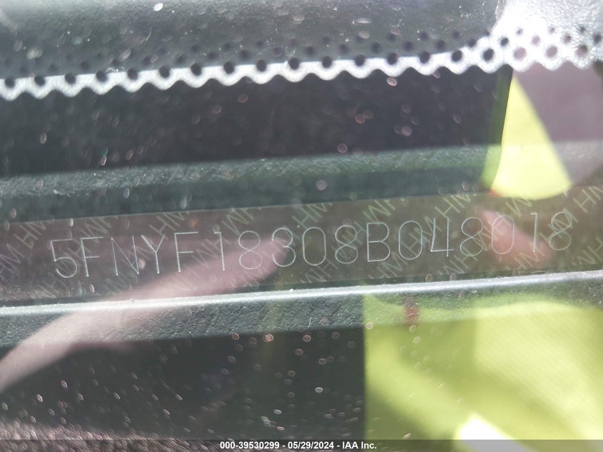 2008 Honda Pilot Se VIN: 5FNYF18308B048018 Lot: 39530299