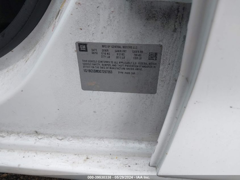 2016 Chevrolet Cruze Ls Auto VIN: 1G1BC5SM3G7297353 Lot: 39530338
